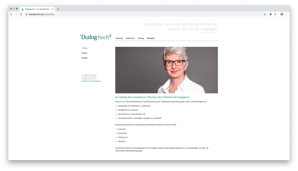 Dialog Hoch 4 Website Screenshot