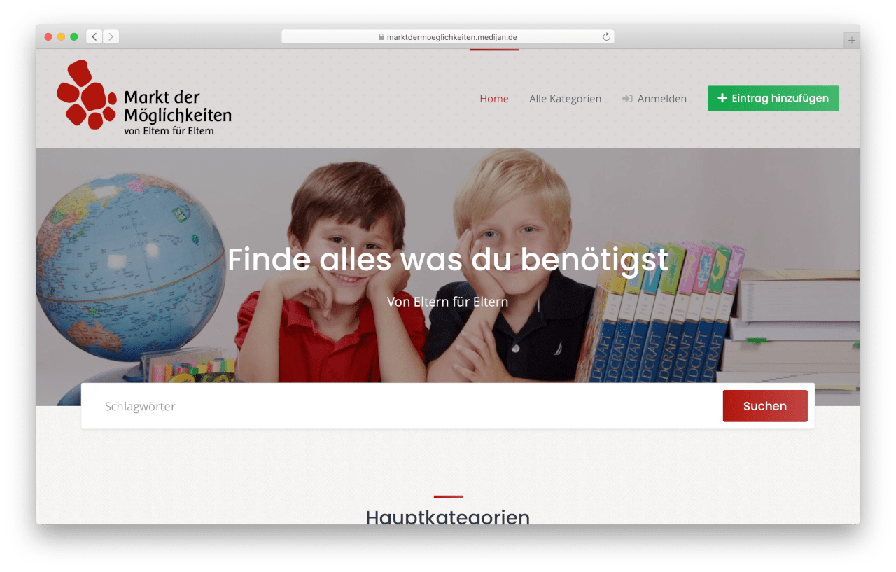 Markt der Möglichkeiten Homepage Screenshot