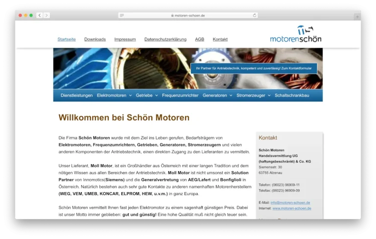 Screenshot Motoren Schön Website nach dem Relaunch