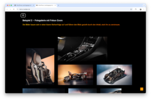 screenshot LandingPage Demo Greenshift Foto Zoom Grid