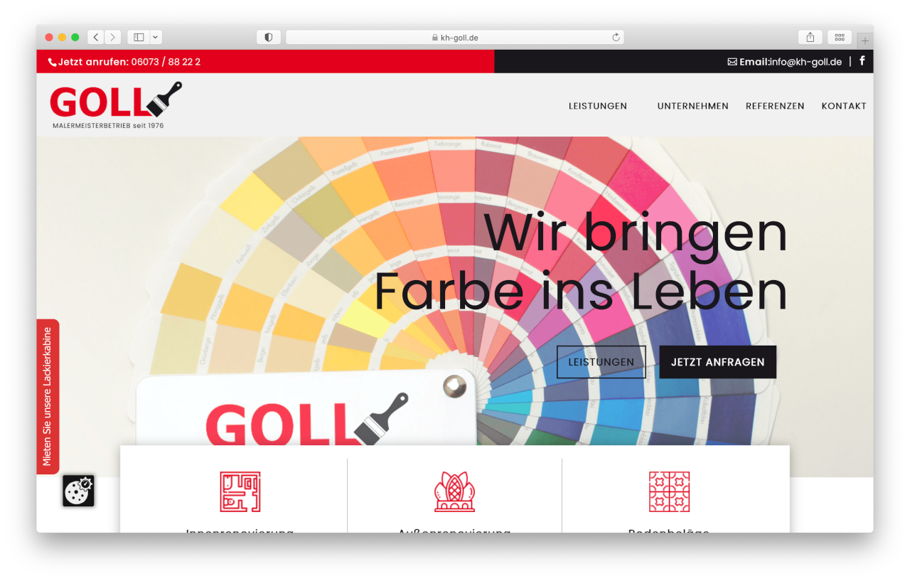 Malermeisterbetrieb Goll - Screenshot DIVI-Website