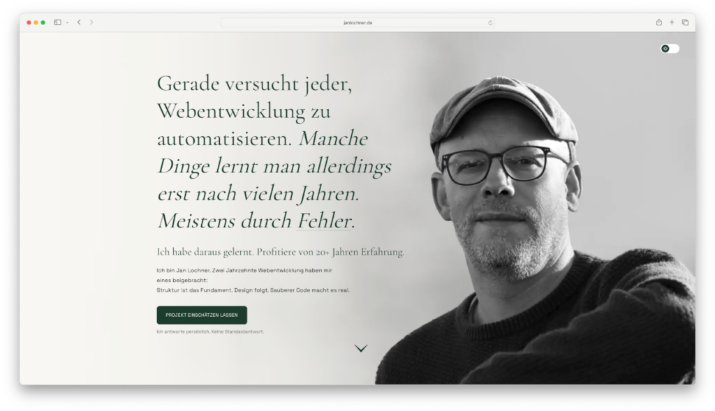 screenshot Personal Branding Website janlochner.de